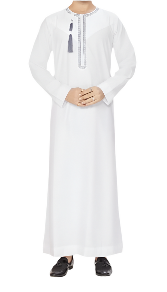 BIN DAWOOD OMANI THOBES  WHITE  (SIZE 32 - 62)